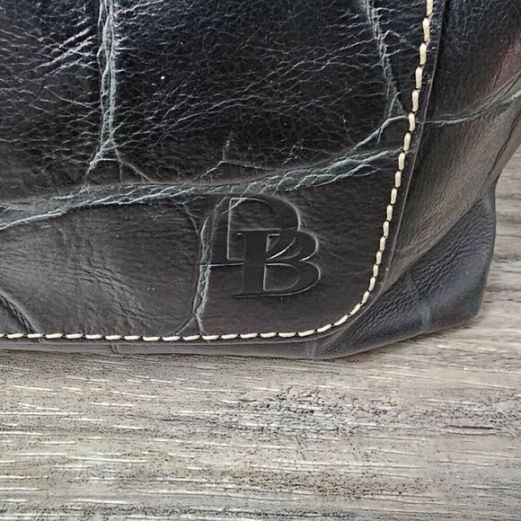 DOONEY & BOURKE Croc Embossed Leather Hobo Clip Black Sac Bag Shoulder Bag - Picture 2 of 15